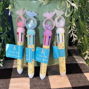 6-Color Multi Ink Pen with Decorative Shaker Top - Pastel Assorted